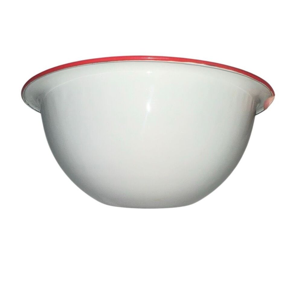 Decorative White enamel covered metal bowl